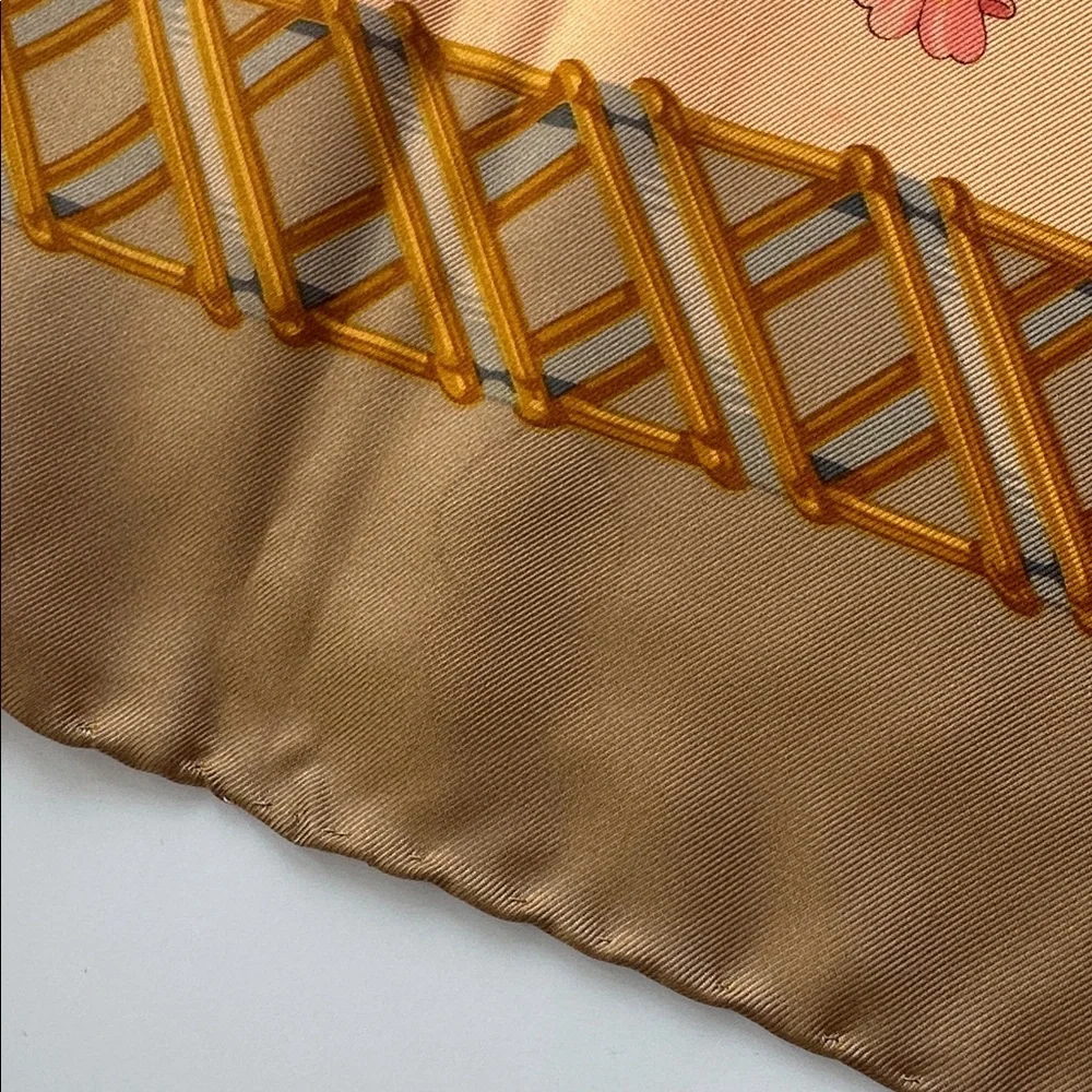 Valentino Pink and Gold Floral Silk Scarf